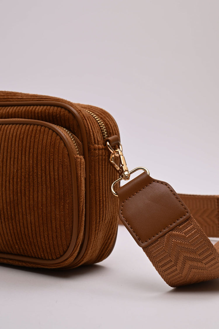 Borsa a tracolla in velluto a righe