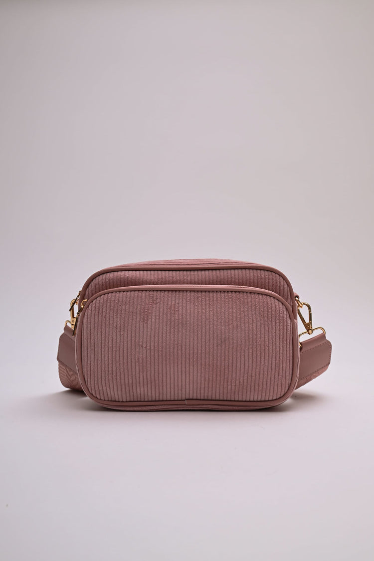 Borsa a tracolla in velluto a righe