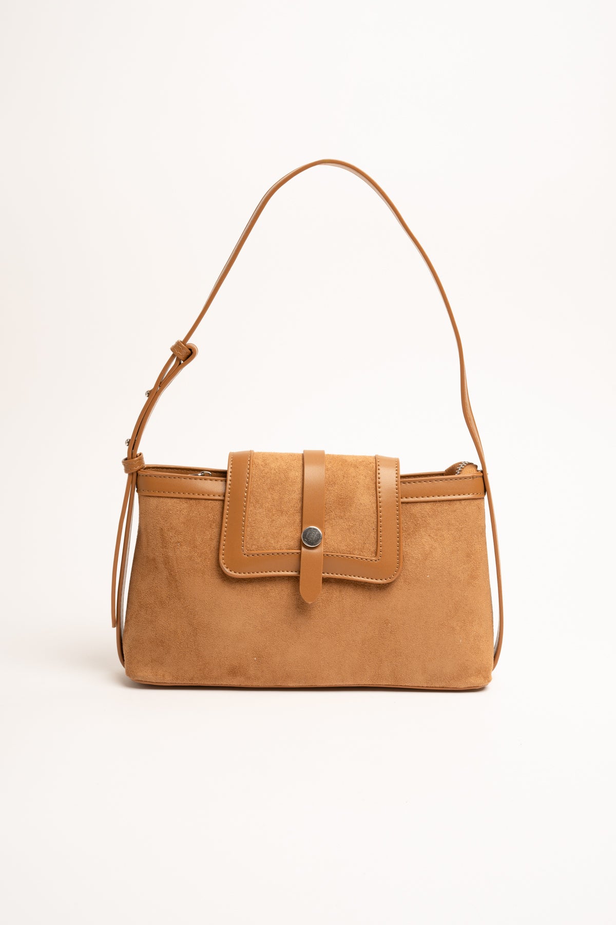Borsa a spalla marrone effetto scamosciato