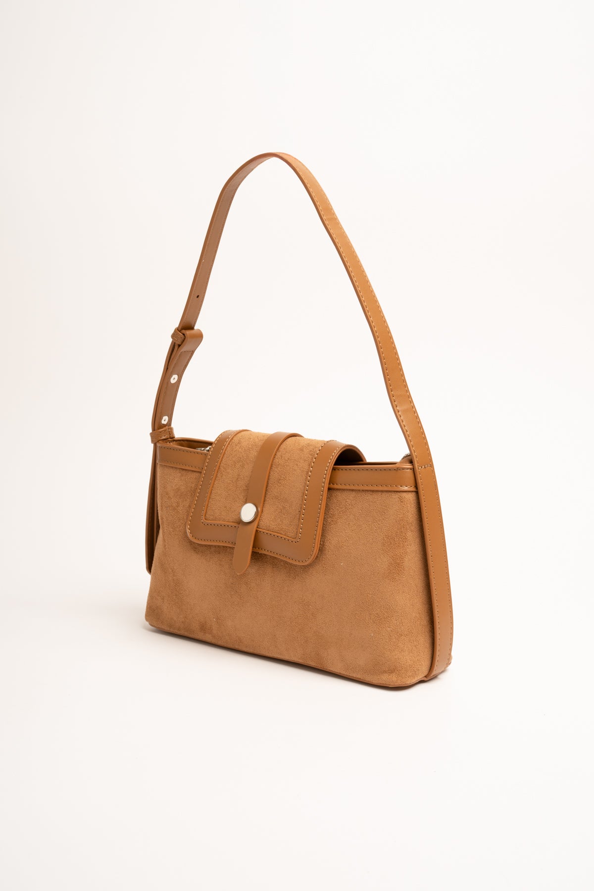 Borsa a spalla marrone effetto scamosciato