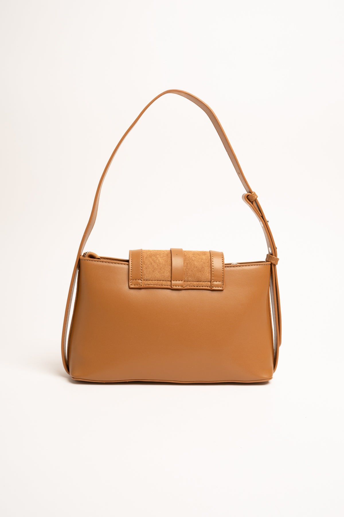 Borsa a spalla marrone effetto scamosciato