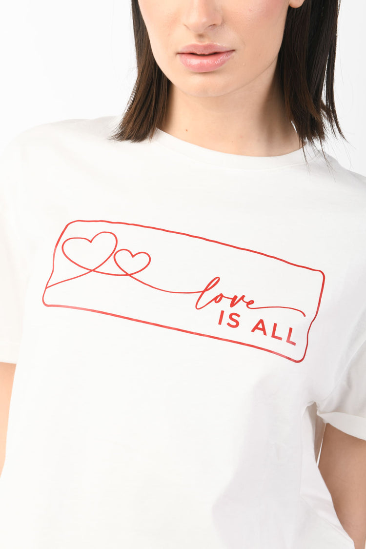 T-shirt Love is All in cotone