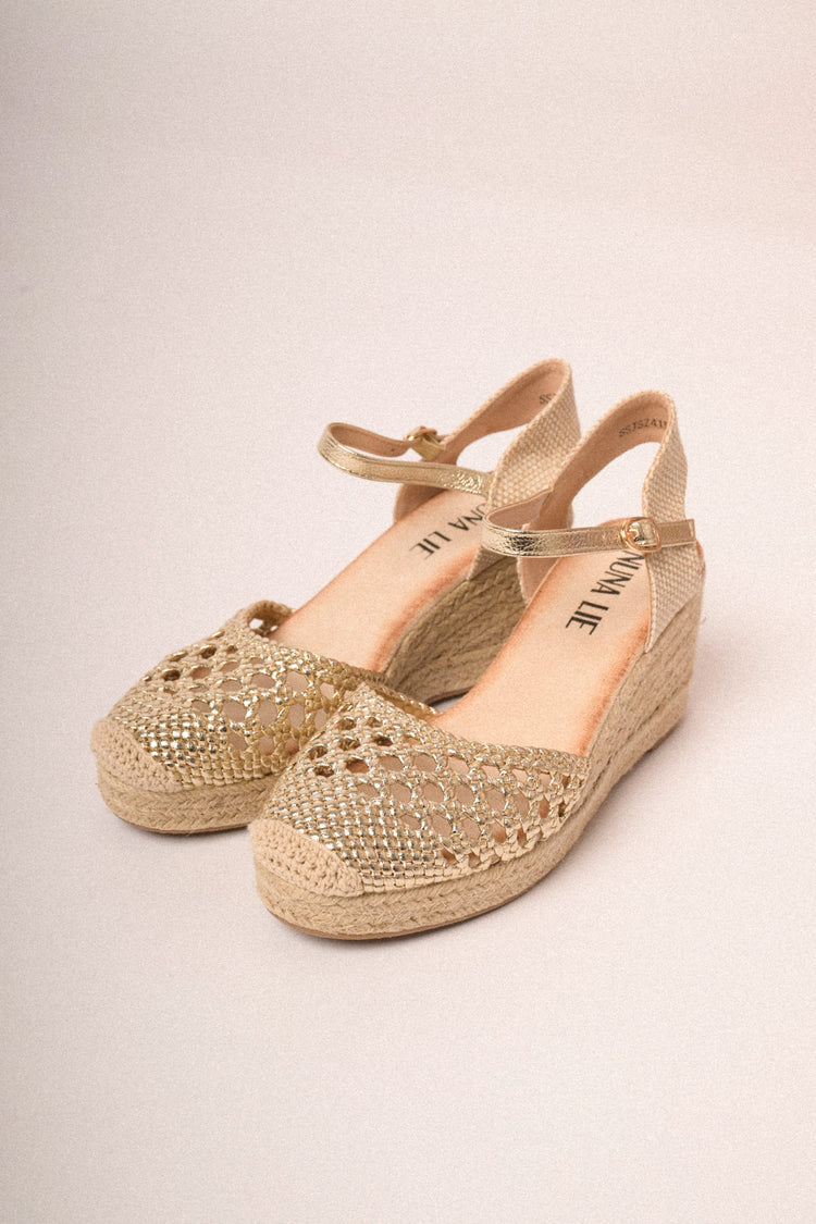 Espadrillas con rafia intrecciata oro