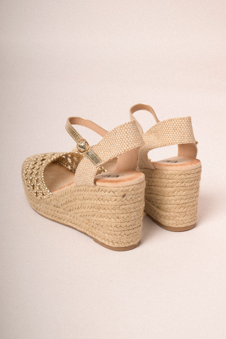 Espadrillas con rafia intrecciata oro