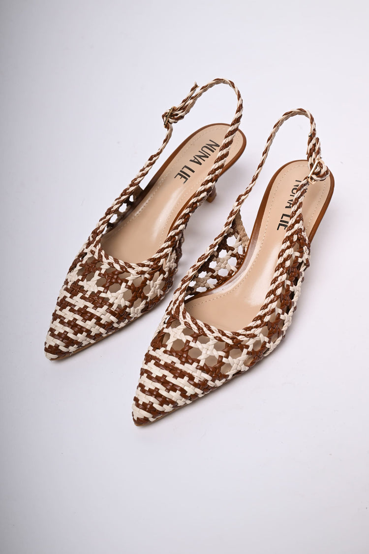 Slingback in simil-rafia intrecciata