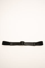 Cintura elastica nera con fibbia in strass