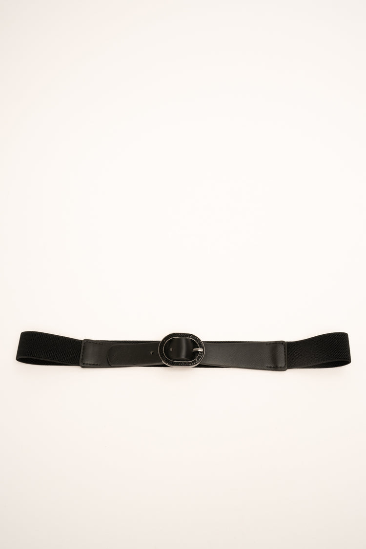 Cintura elastica nera con fibbia in strass