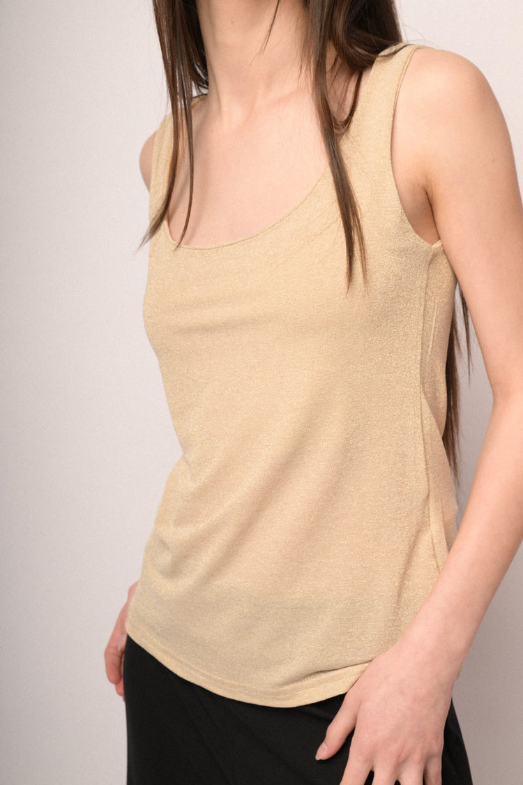 Canotta in maglia lurex giallo burro