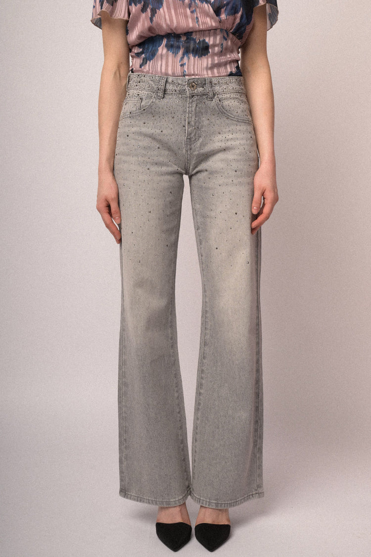 Jeans a zampa borchie