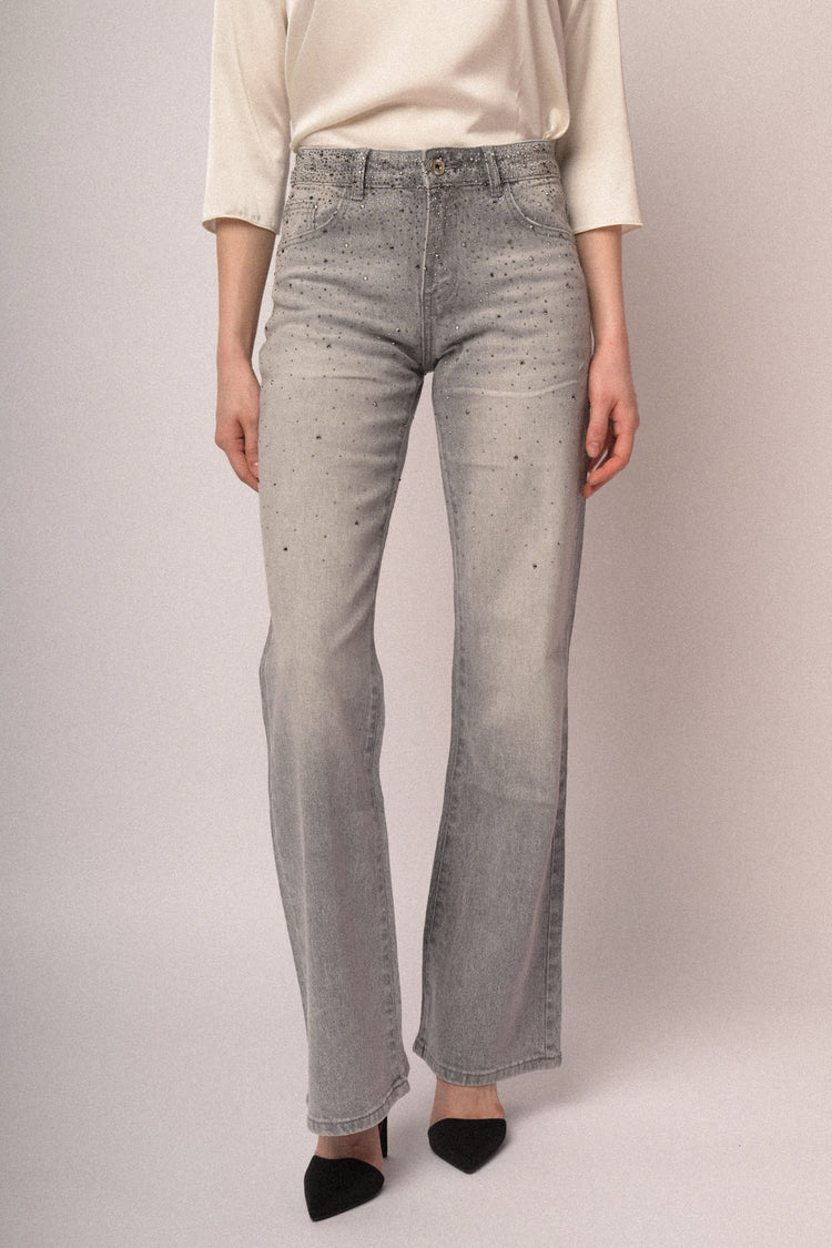 Jeans a zampa borchie