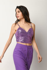 Top crop con paillettes