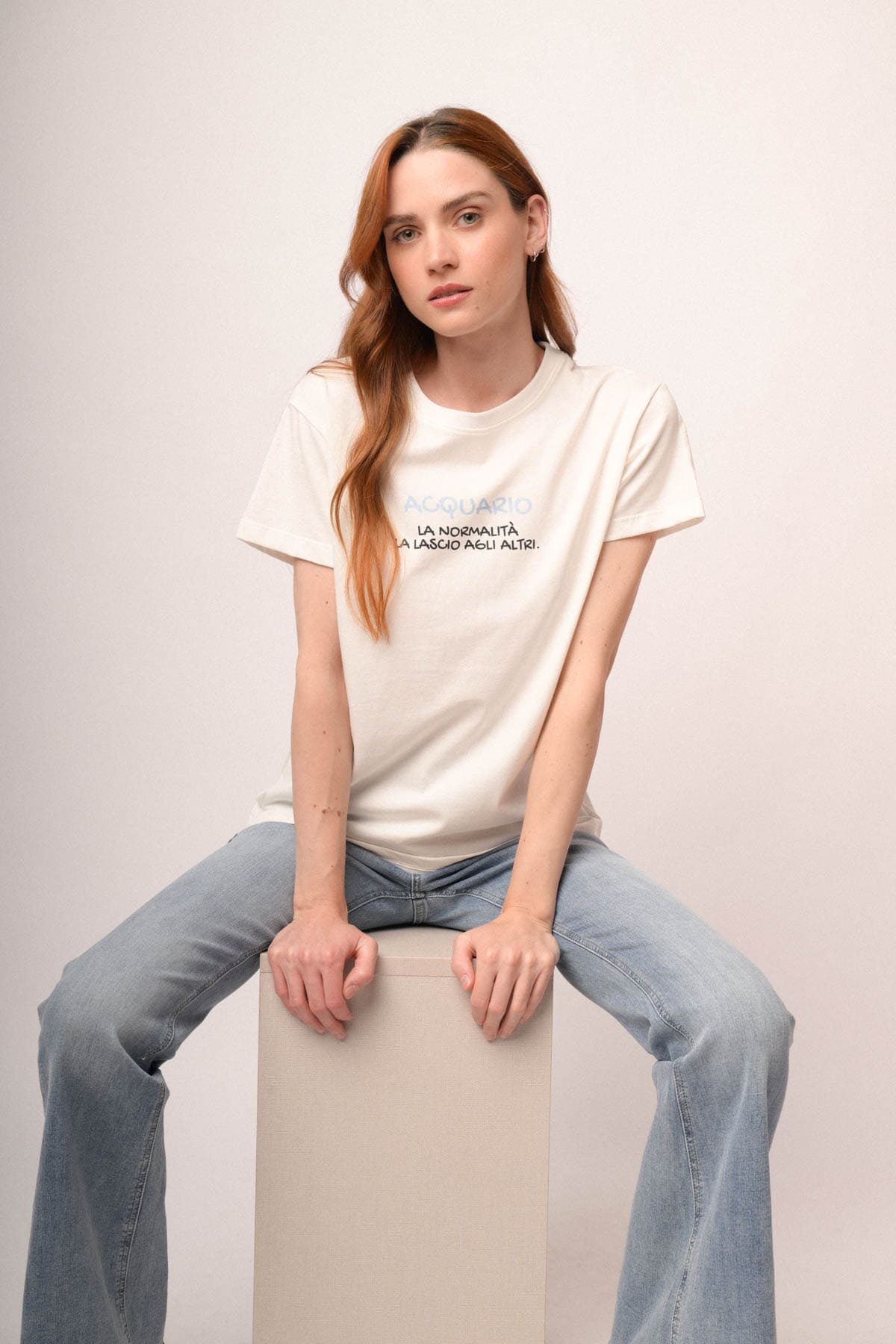 T shirt Acquario in cotone bianco