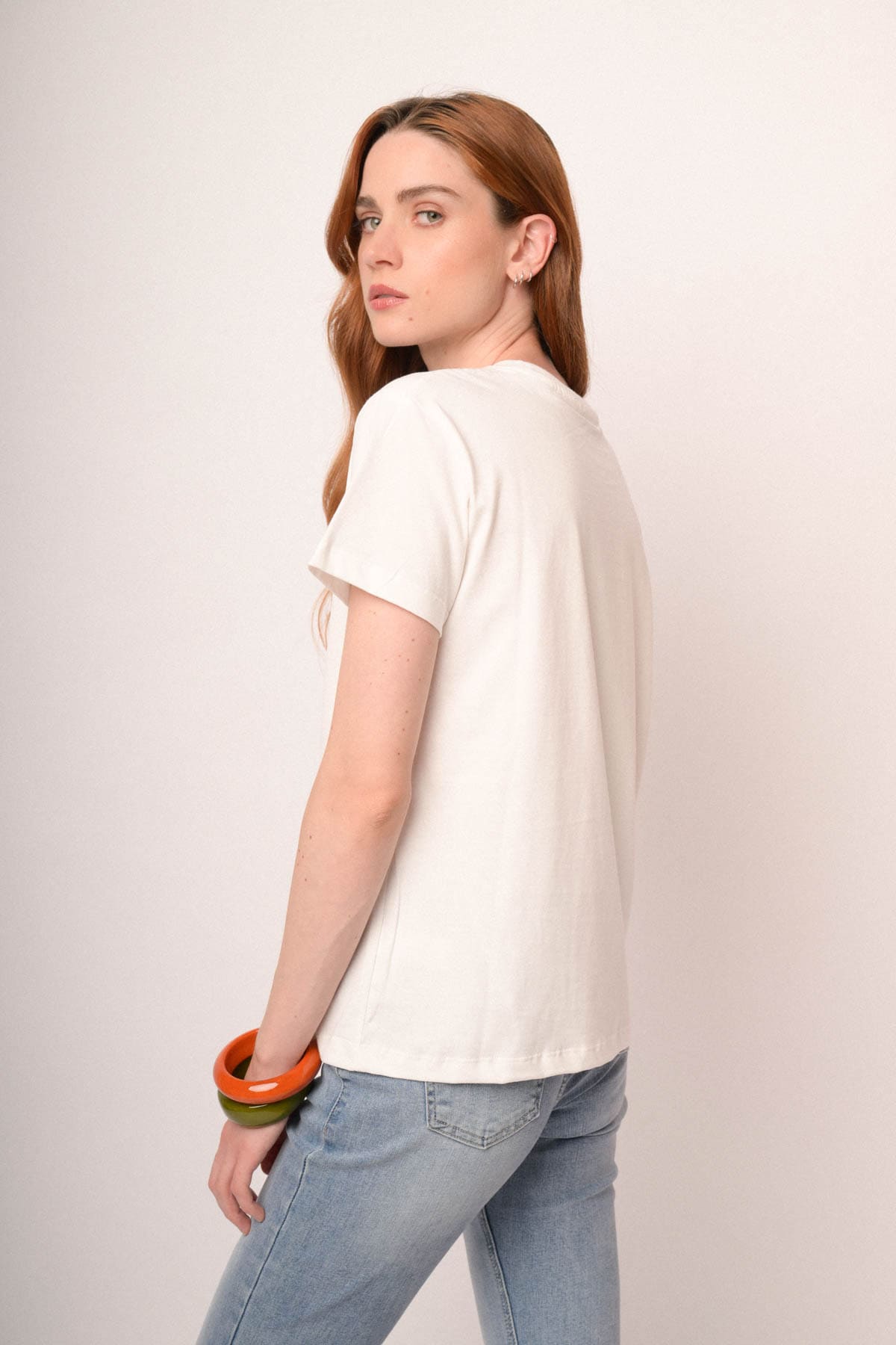 T shirt Acquario in cotone bianco