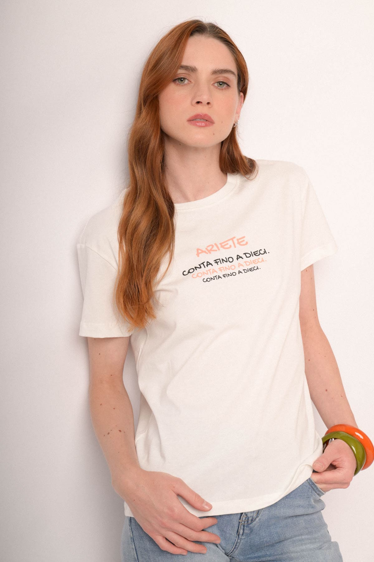 T shirt Ariete in cotone bianco