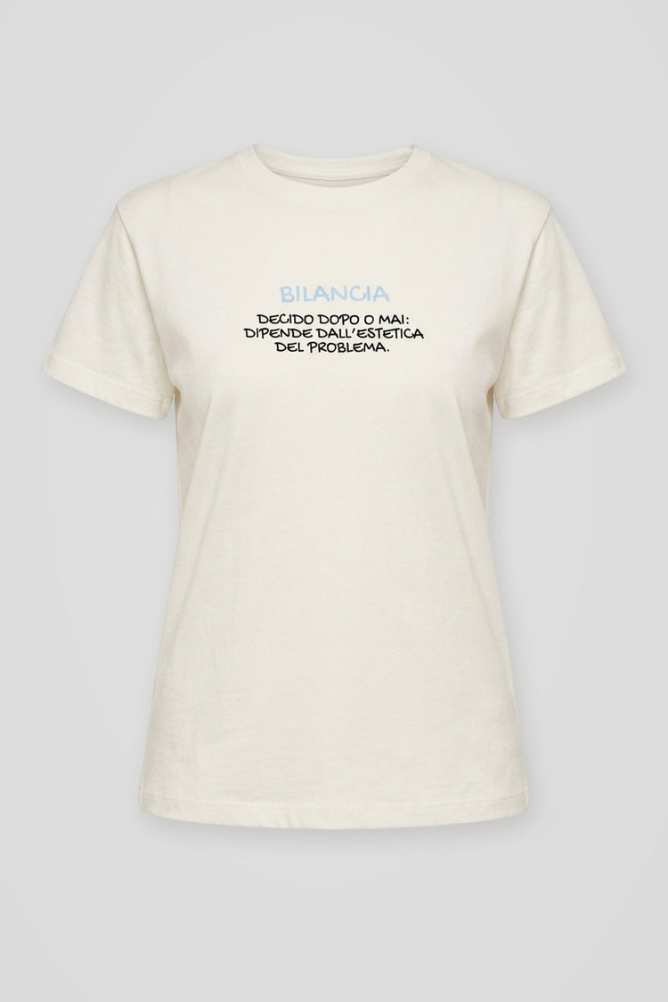 T shirt Bilancia in cotone bianco
