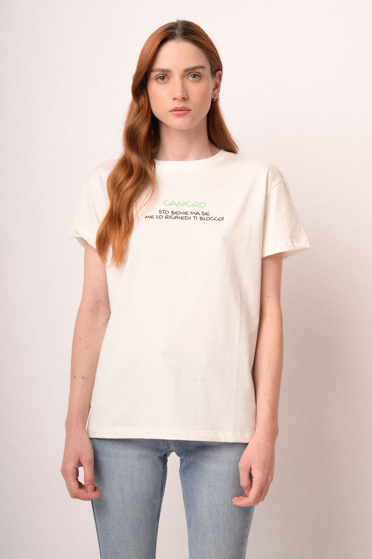 T shirt Cancro in cotone bianco