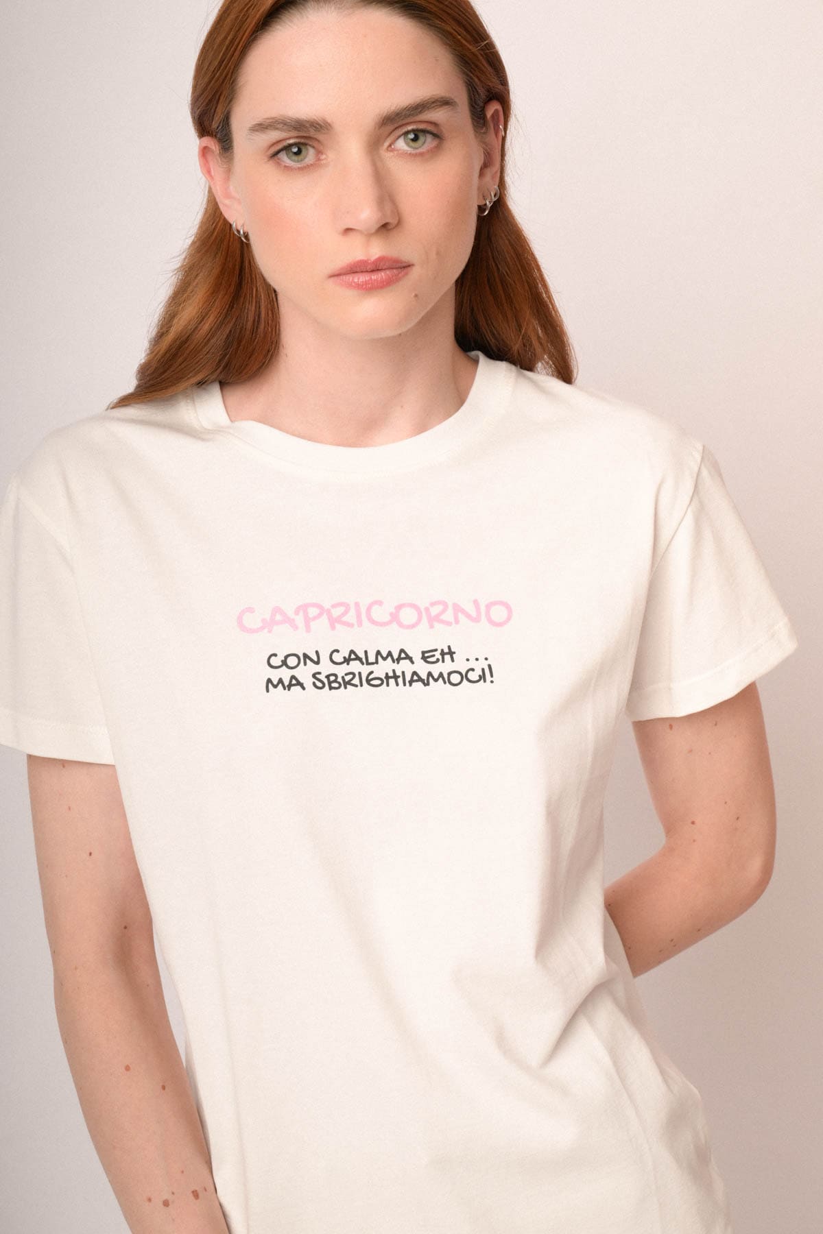 T shirt Capricorno in cotone bianco