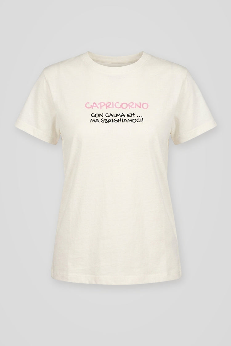 T shirt Capricorno in cotone bianco