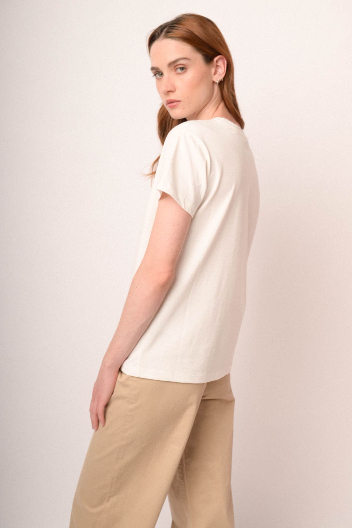 T shirt Leone in cotone bianco