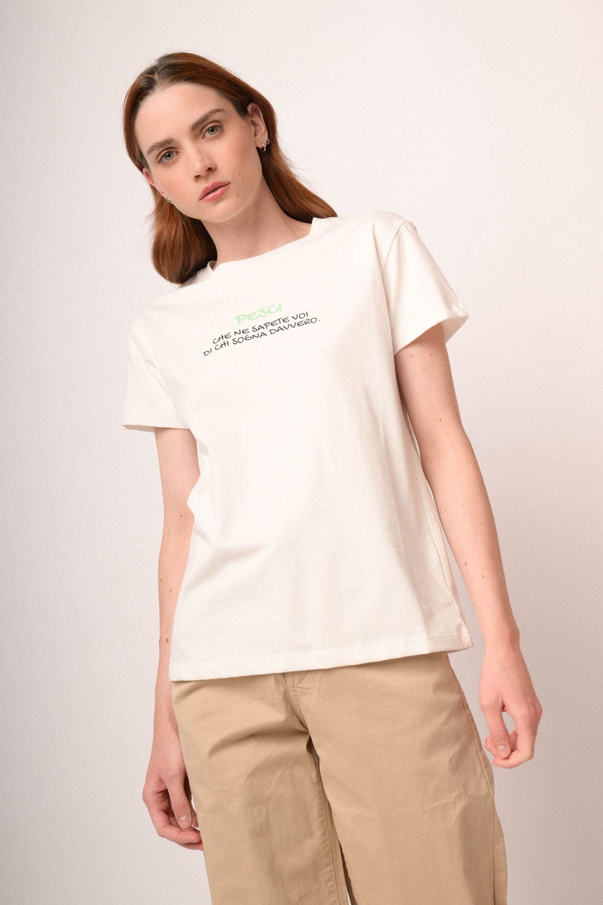 T shirt Pesci in cotone bianco