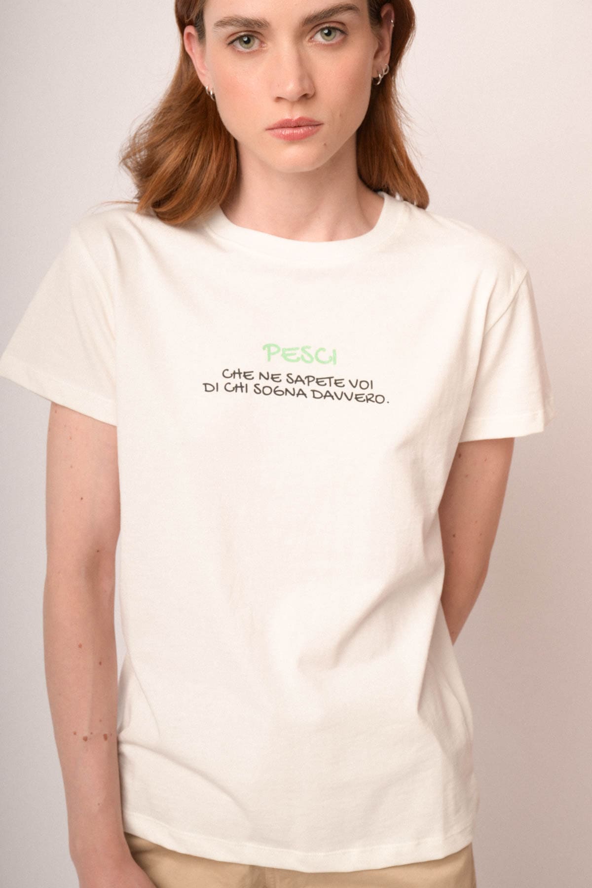 T shirt Pesci in cotone bianco