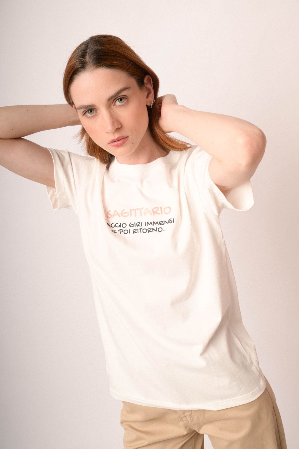T shirt Sagittario in cotone bianco
