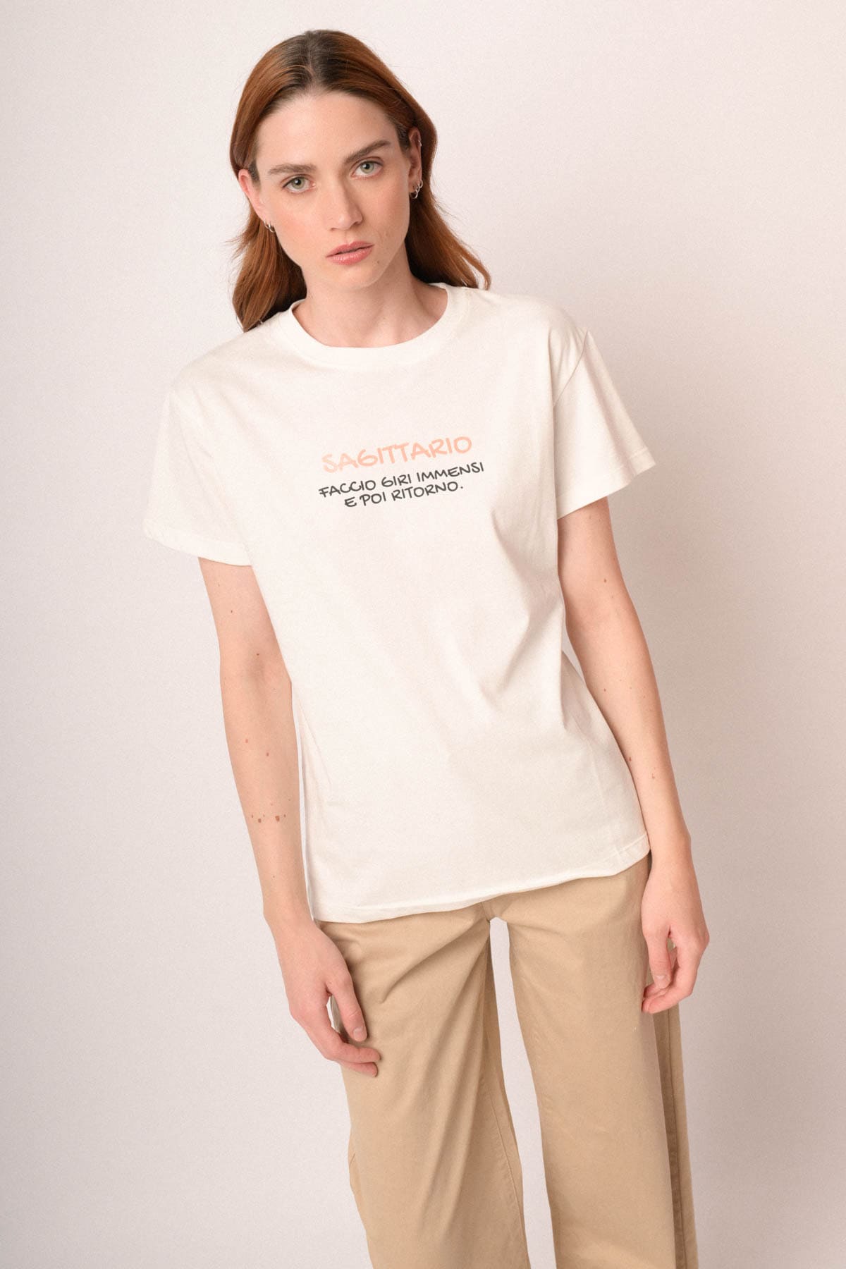 T shirt Sagittario in cotone bianco