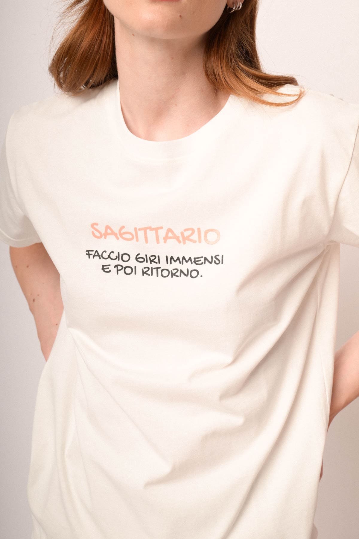T shirt Sagittario in cotone bianco
