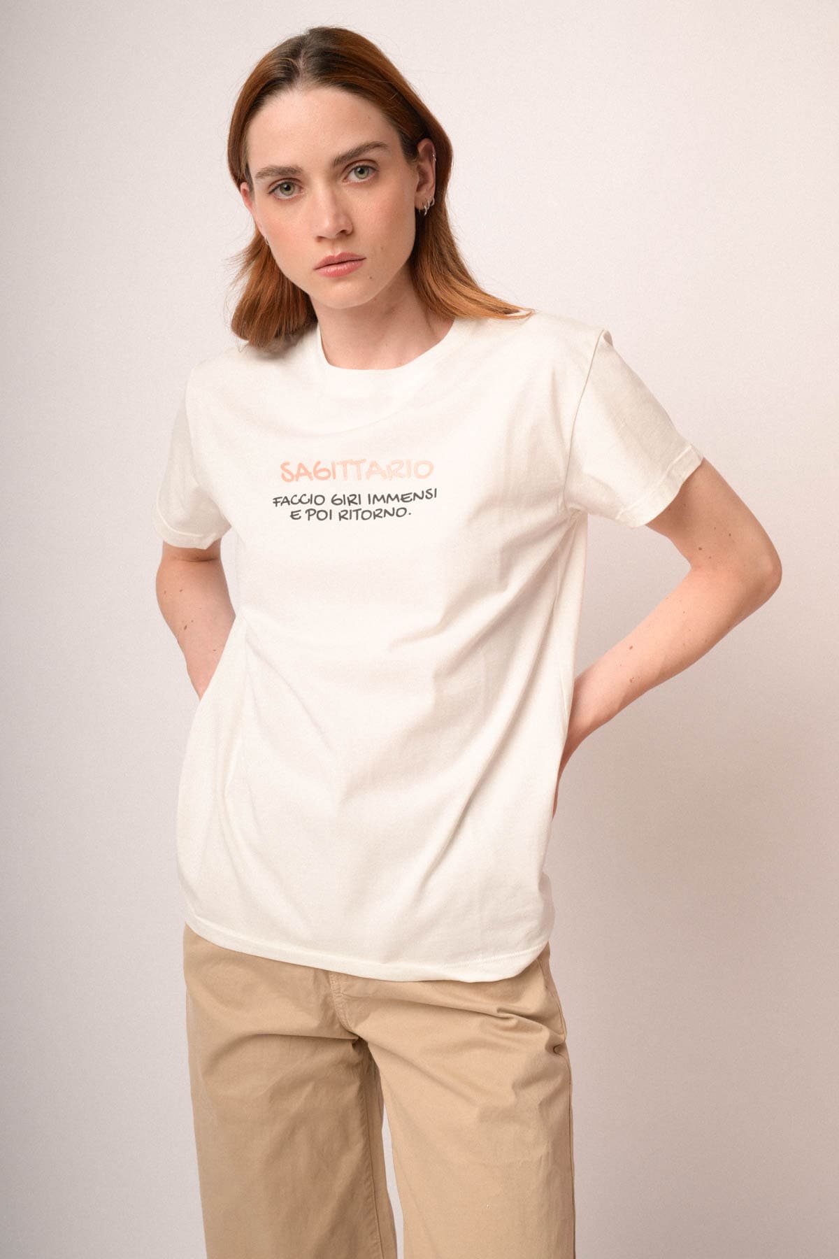 T shirt Sagittario in cotone bianco