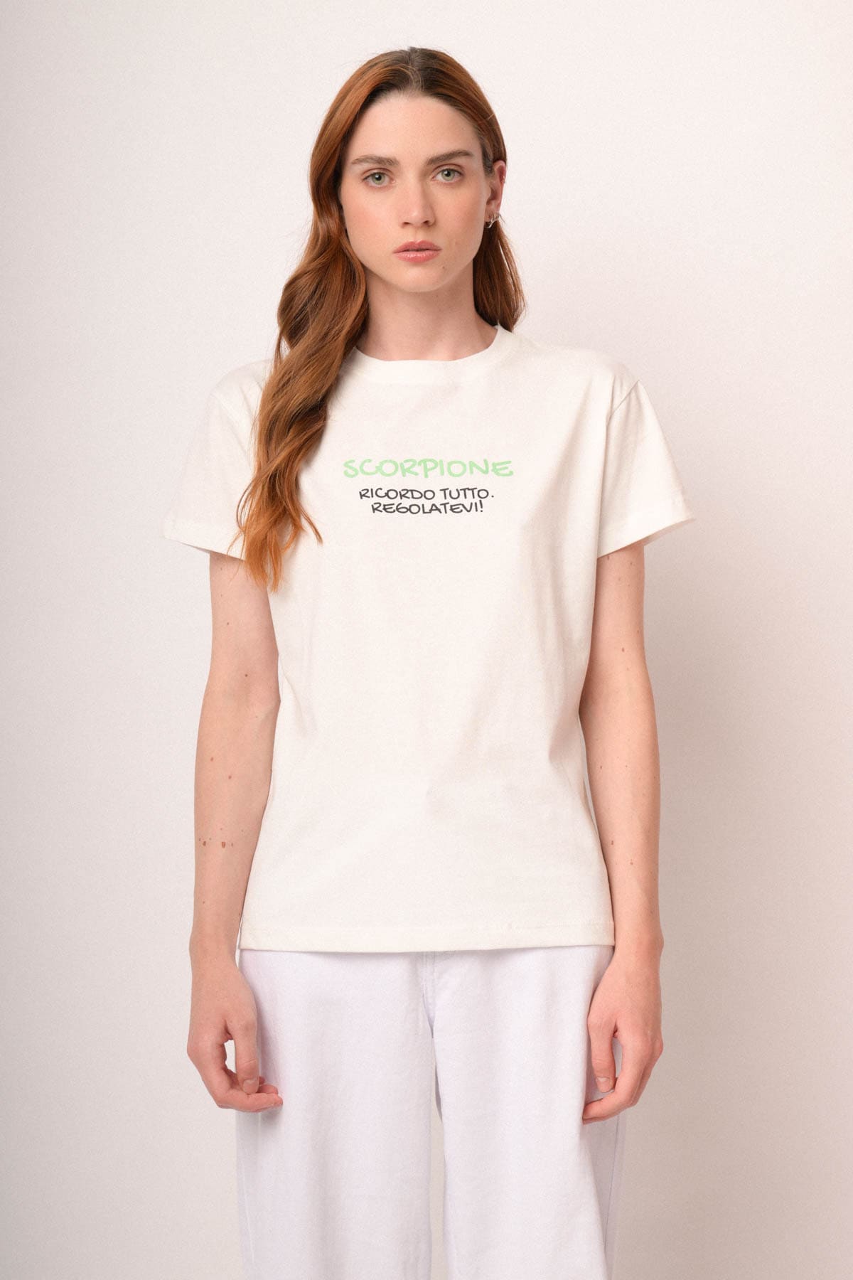 T shirt Scorpione in cotone bianco