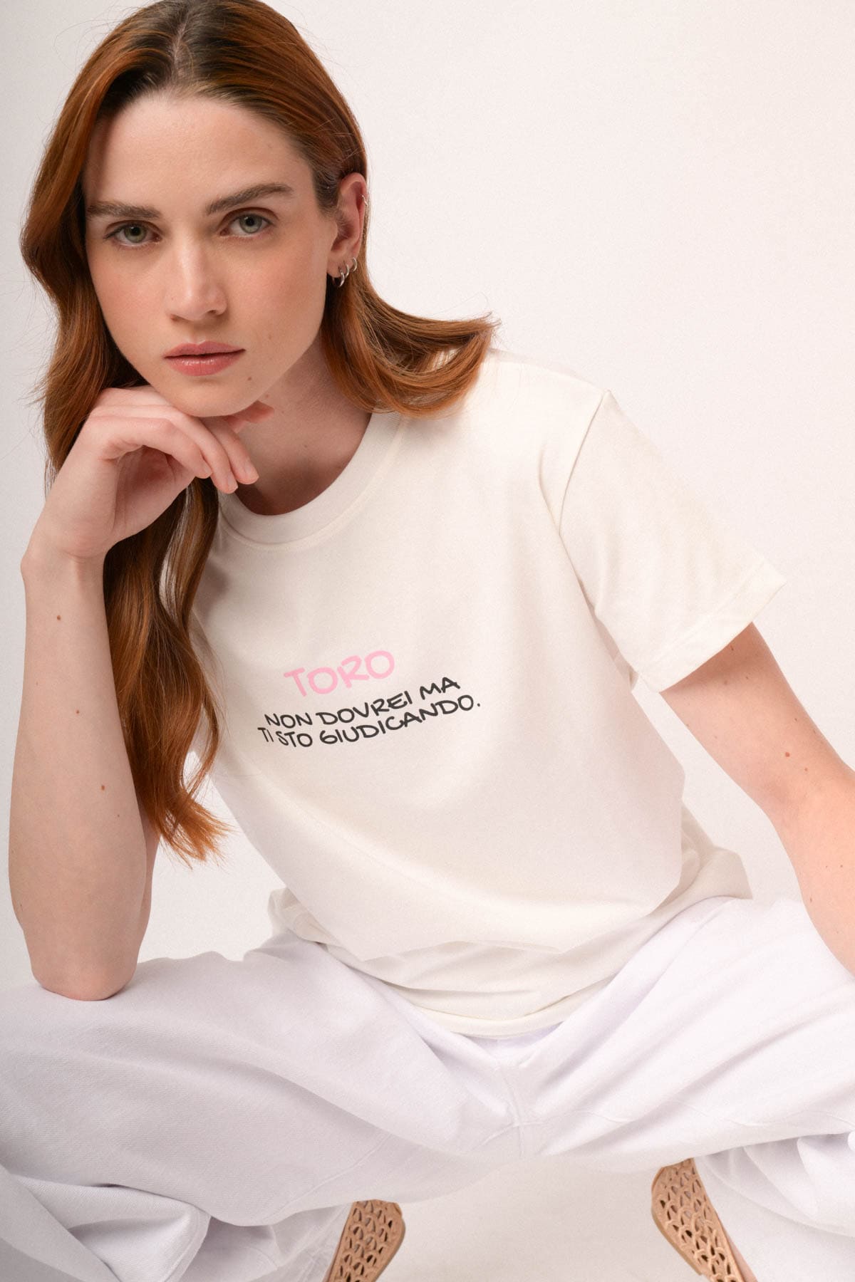 T shirt Toro in cotone bianco
