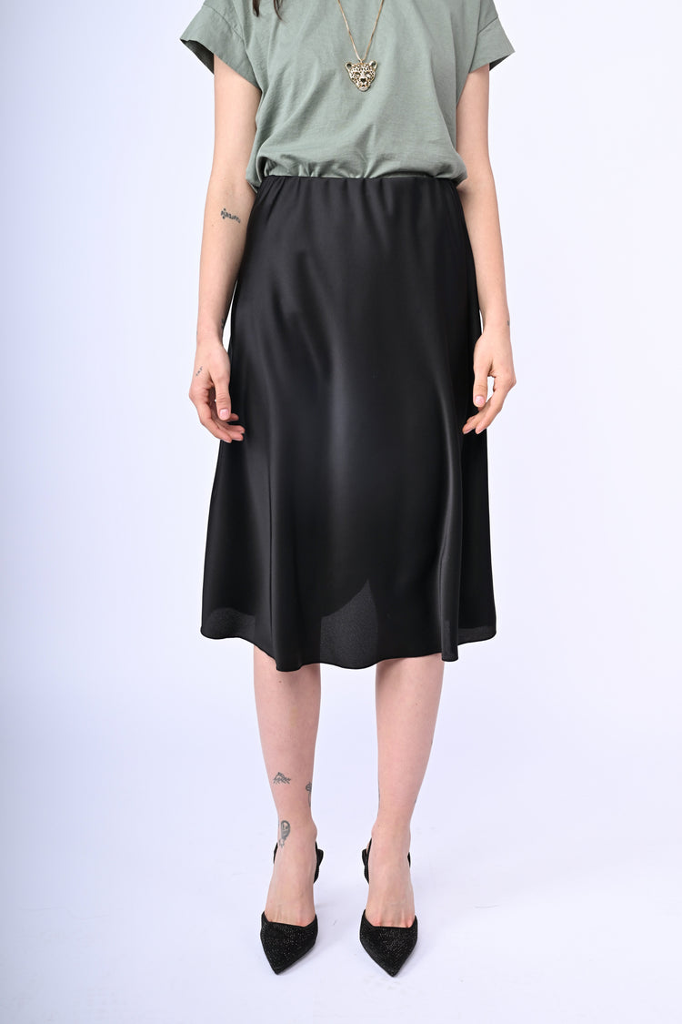 Gonna longuette in raso