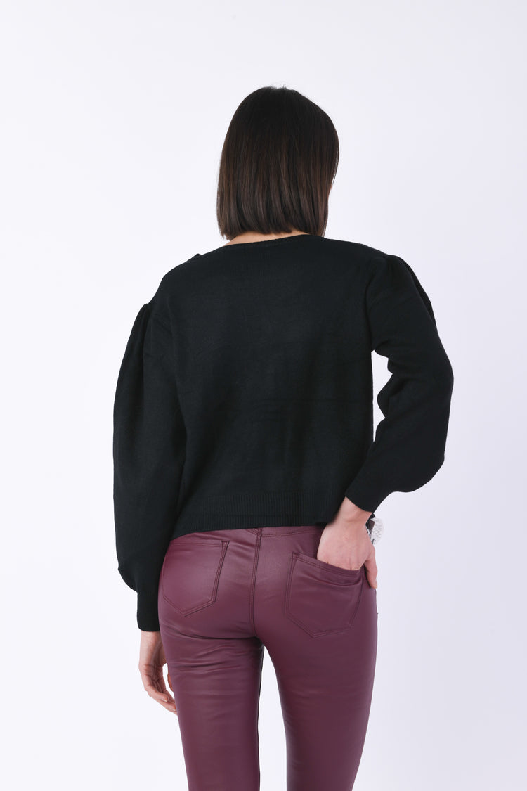 Cardigan con maniche a sbuffo