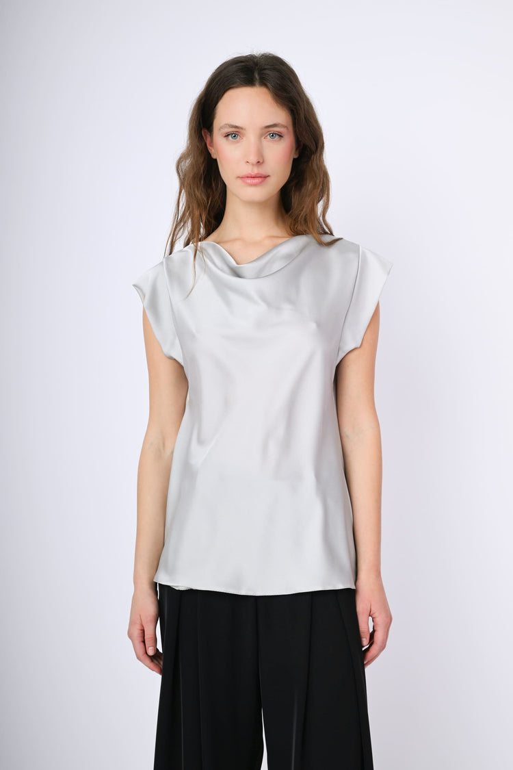 Top con scollo drappeggiato