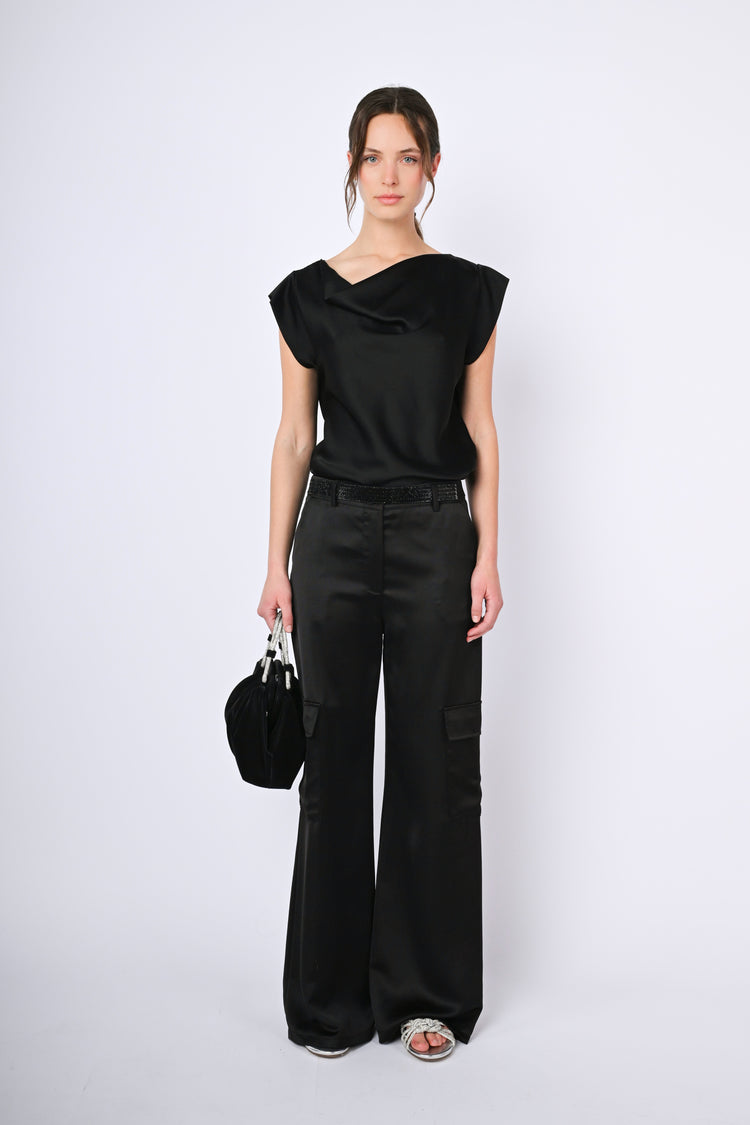 Top con scollo drappeggiato