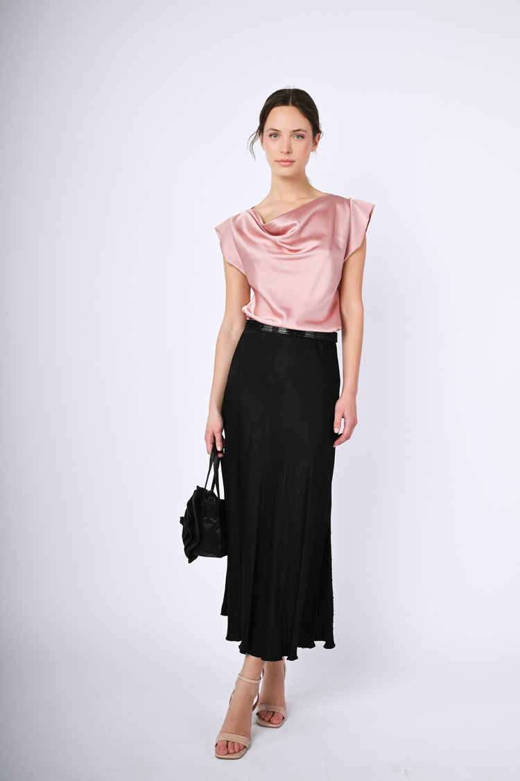 Top con scollo drappeggiato