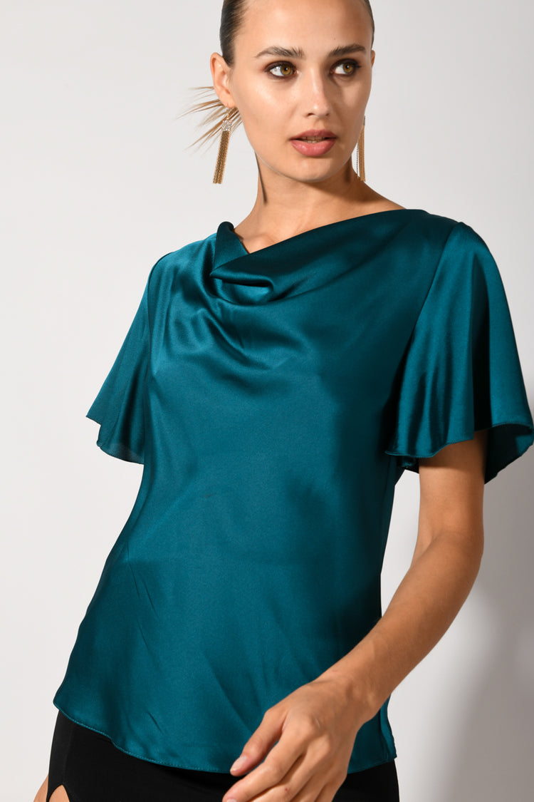 Top in raso drappeggiato