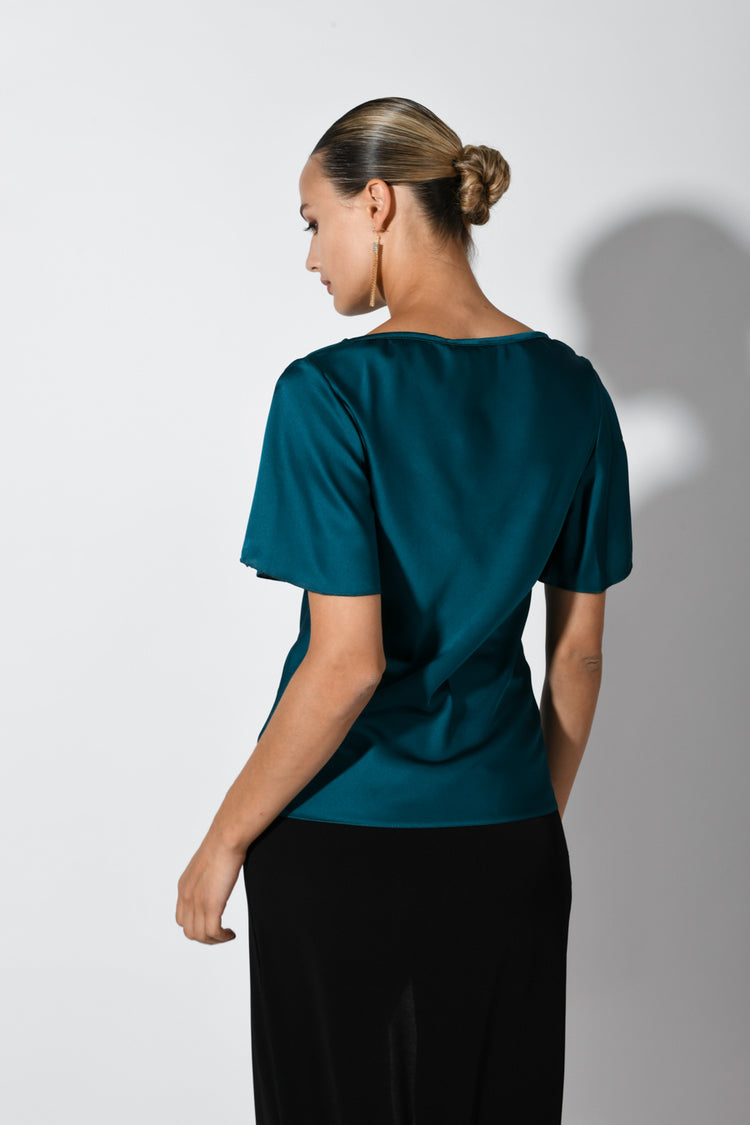 Top in raso drappeggiato