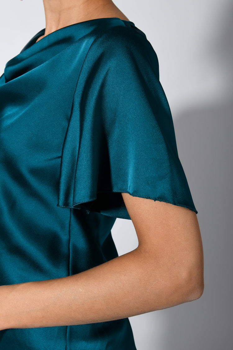 Top in raso drappeggiato