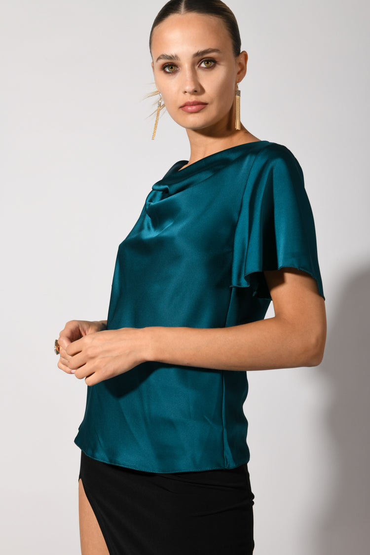 Top in raso drappeggiato