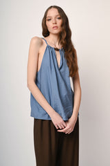 Top con perline in legno