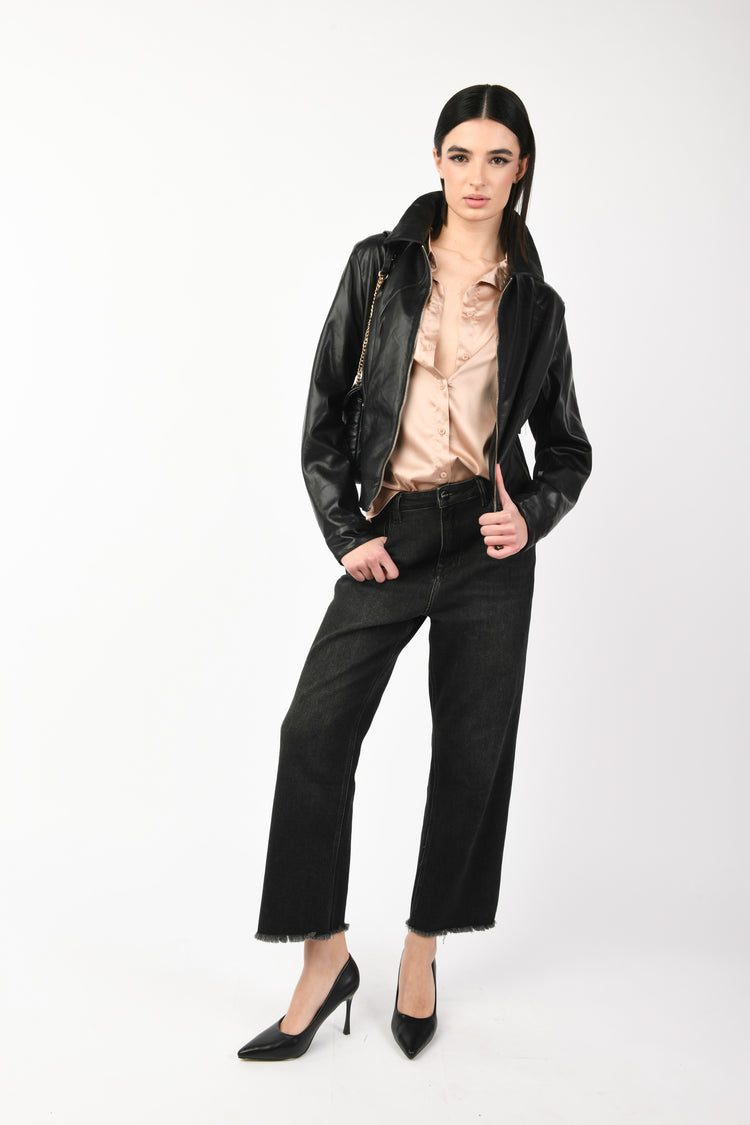 Giacca in similpelle e viscosa