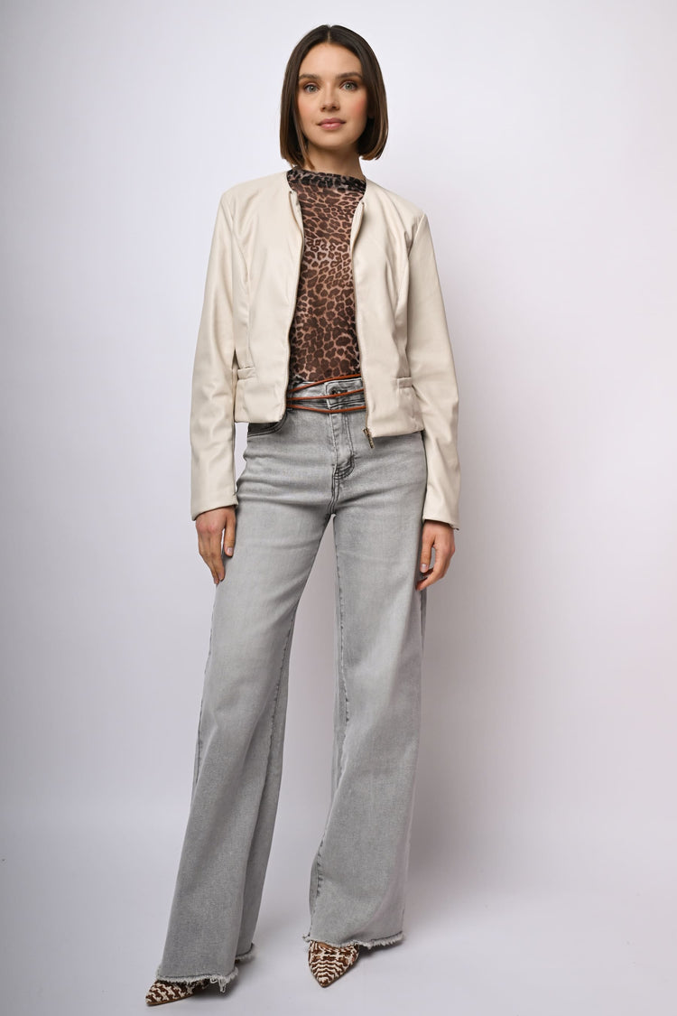 Giacca in similpelle con zip