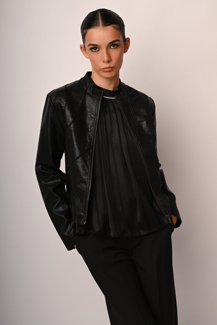 Giacca stile biker in similpelle