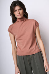 Top in cotone con collo alto