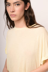 T-shirt oversize misto viscosa e lana giallo burro