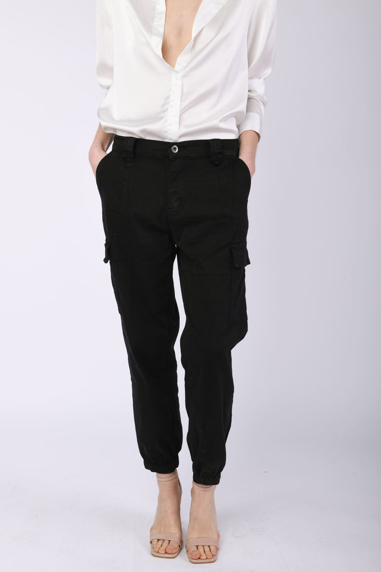 Pantaloni cargo in cotone stretch