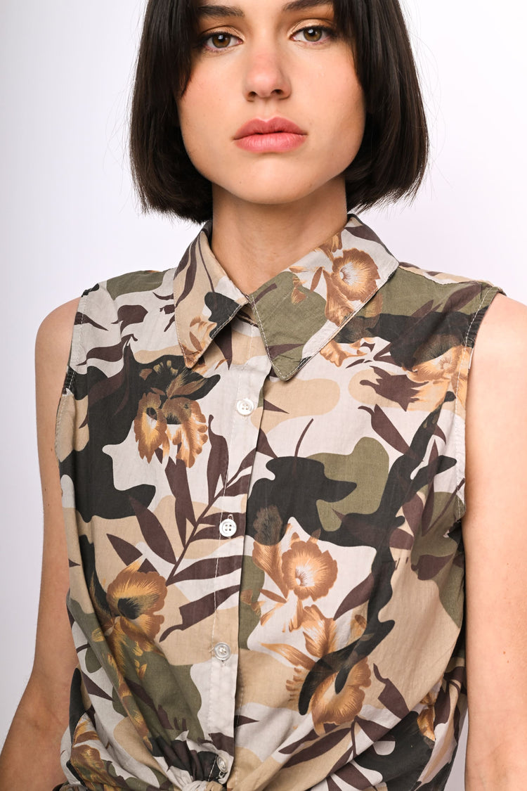 Camicia a stampa camo e floreale