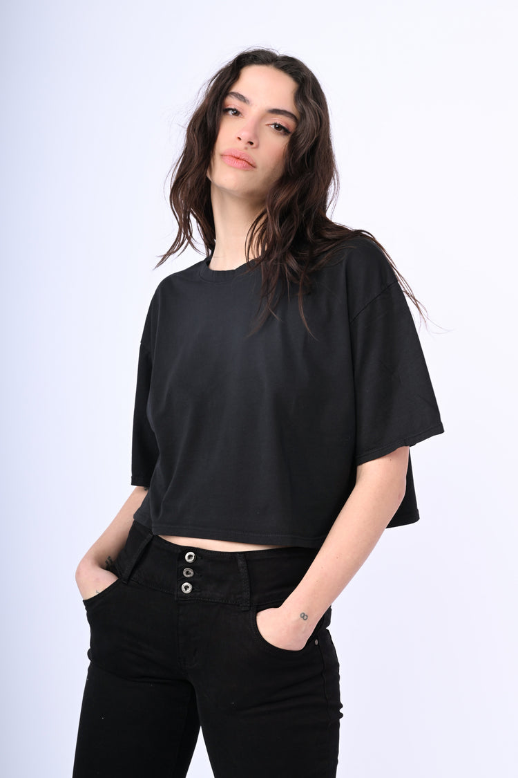 T-shirt crop in cotone