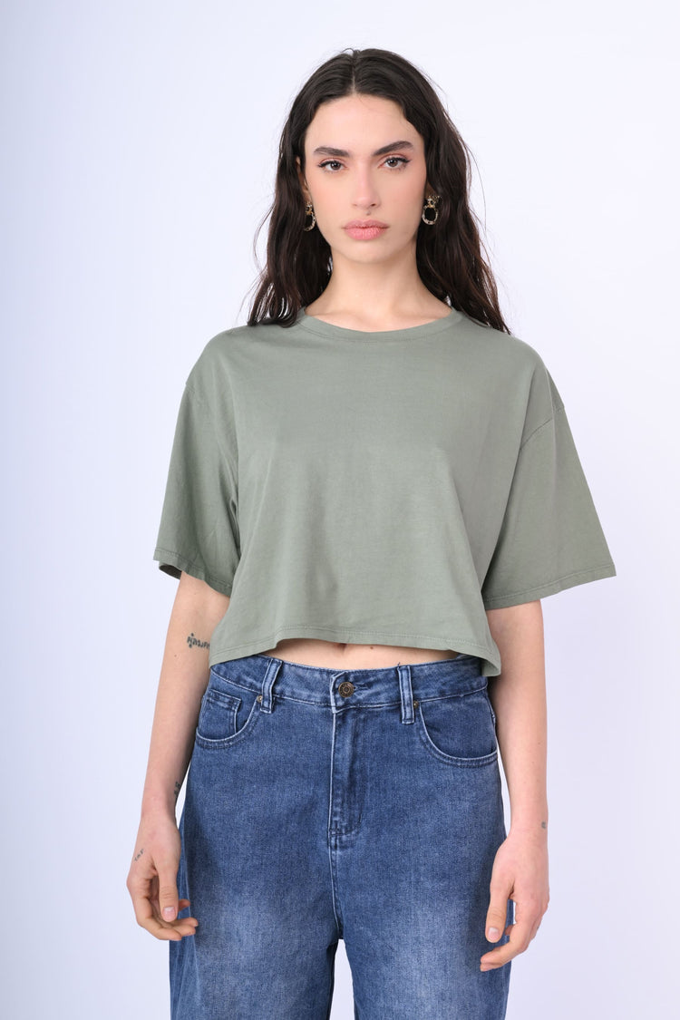 T-shirt crop in cotone